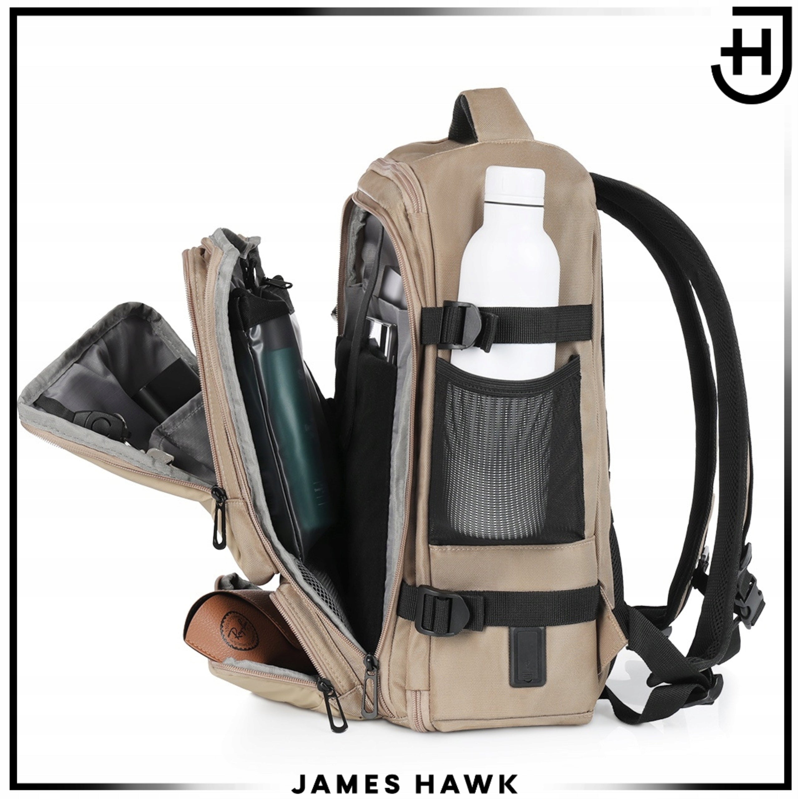 Backpack Hand Luggage for Airplane Bag Ryanair 40x30x20 James Hawk Taupe EAN (GTIN) 5905679436912