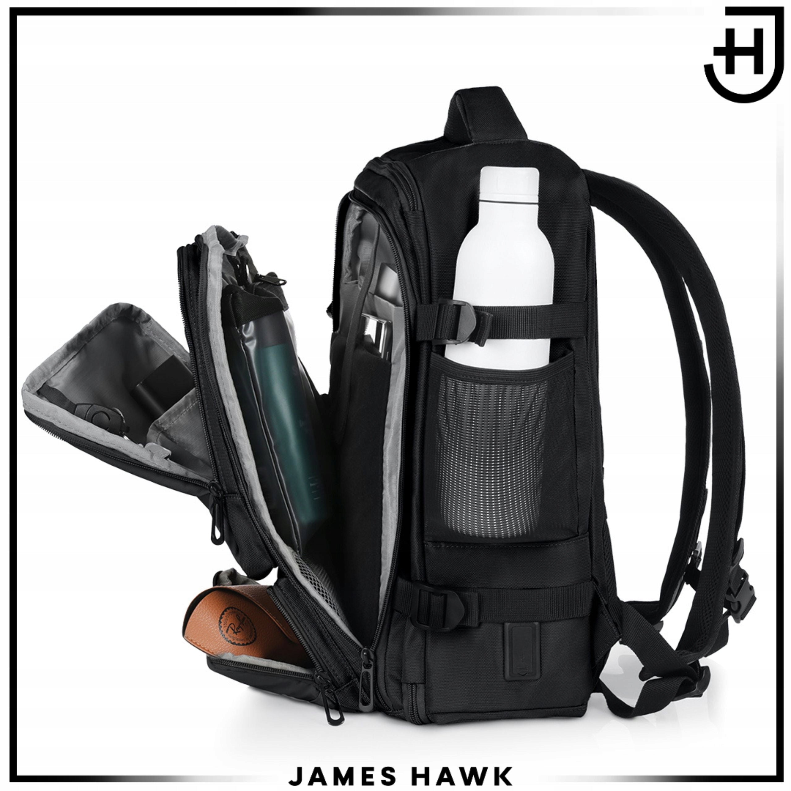 Backpack Hand Luggage for Airplane James Hawk Bag Ryanair 40x30x20 Black Brand James Hawk