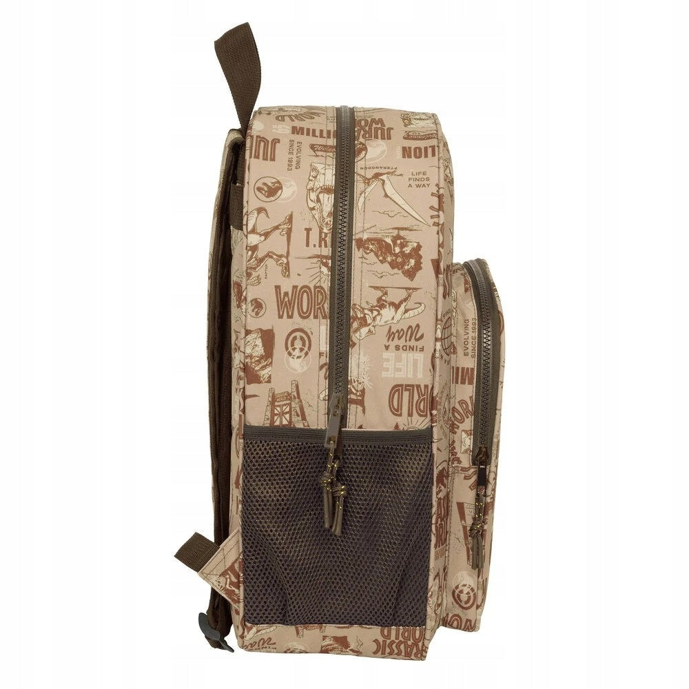 Backpack Jurassic World 42 cm adapted to the stroller Color shades of brown and beige