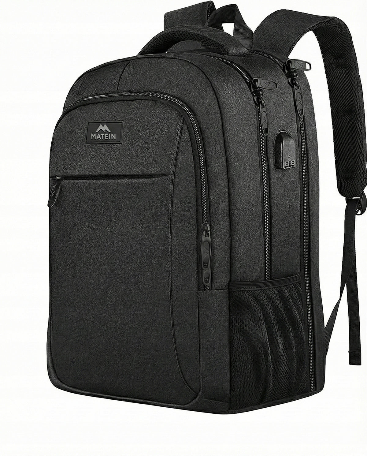 Backpack MATEIN for laptop 17,3" USB 3 Business chambers city black 1007