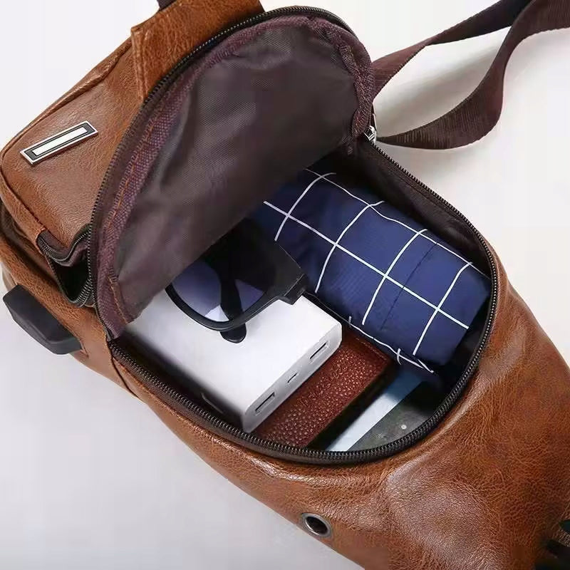 Backpack One Shoulder Bag Sachet Brown with Eco-Leather Brand no brand