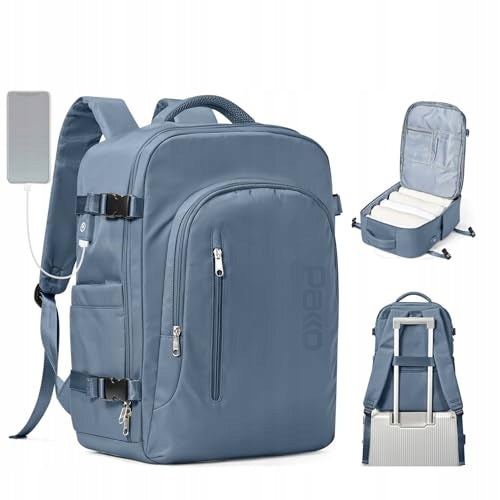 Backpack PAKKO Hand Luggage for Airplane Wizzair Rayanair 40x20x25 USB T130