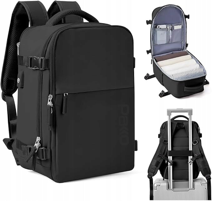 Backpack PAKKO Hand Luggage for Airplane Wizzair Rayanair 40x20x25 USB T140 Brand K&M
