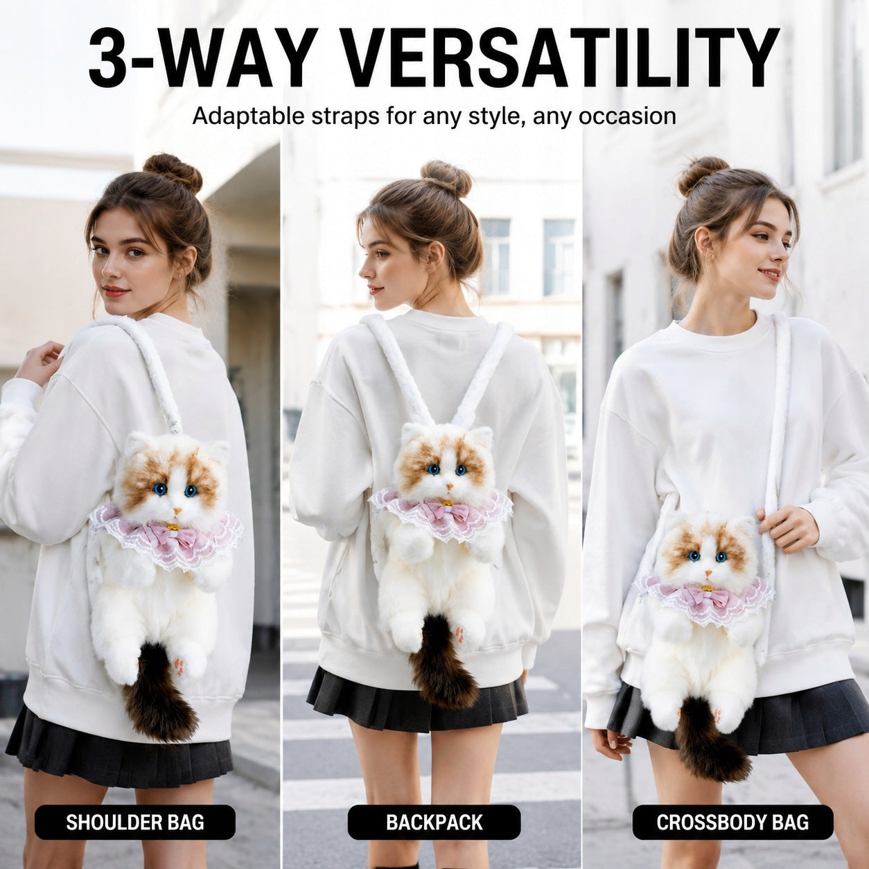 Backpack Plush Cat for Girls Bag Plush Toy Kitten Shoulder Manufacturer code 769642758303