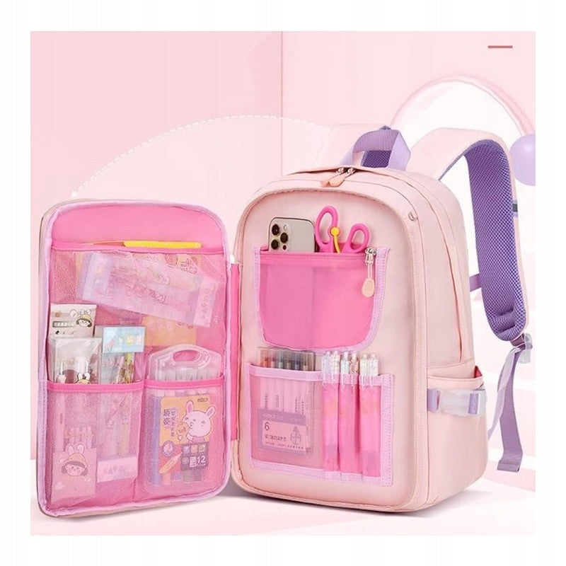 Backpack RABBIT sweet school universal TORNISTER pockets, reflectors Kind school