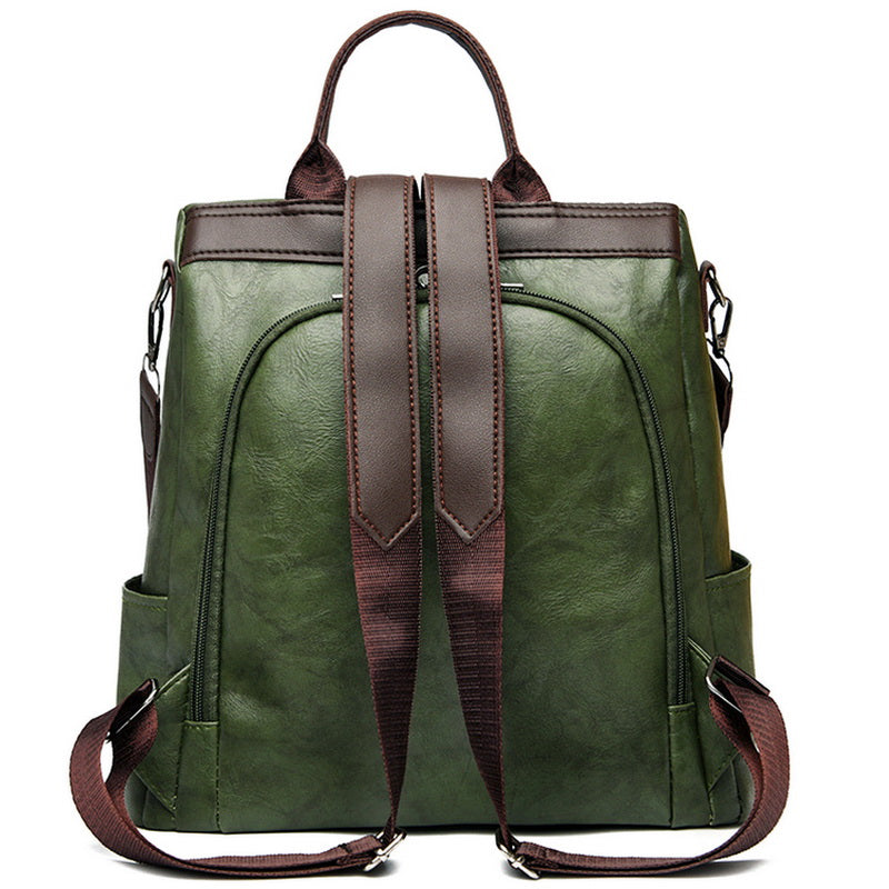 Backpack Women's Bag 2in1 for Work GREEN Anti-Theft Eco Leather Packaging status original