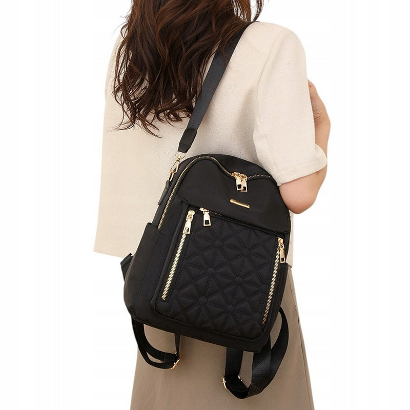 Backpack Women's Bag BLACK 2in1 Backpack for School Work Gold Zippers Brand Likado
