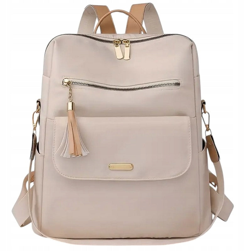 Backpack Women's Bag CREAM 2in1 Backpack for School Work Tassel Beige Packaging status original