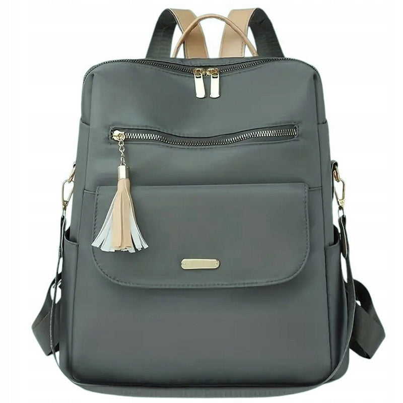 Backpack Women's Bag GREY 2in1 Backpack for School Work Tassel Beige