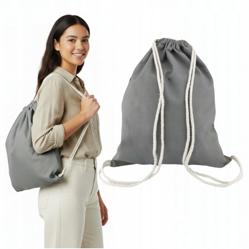 Backpack cotton bag grey 250g 360x440 EKO drawstring GREY