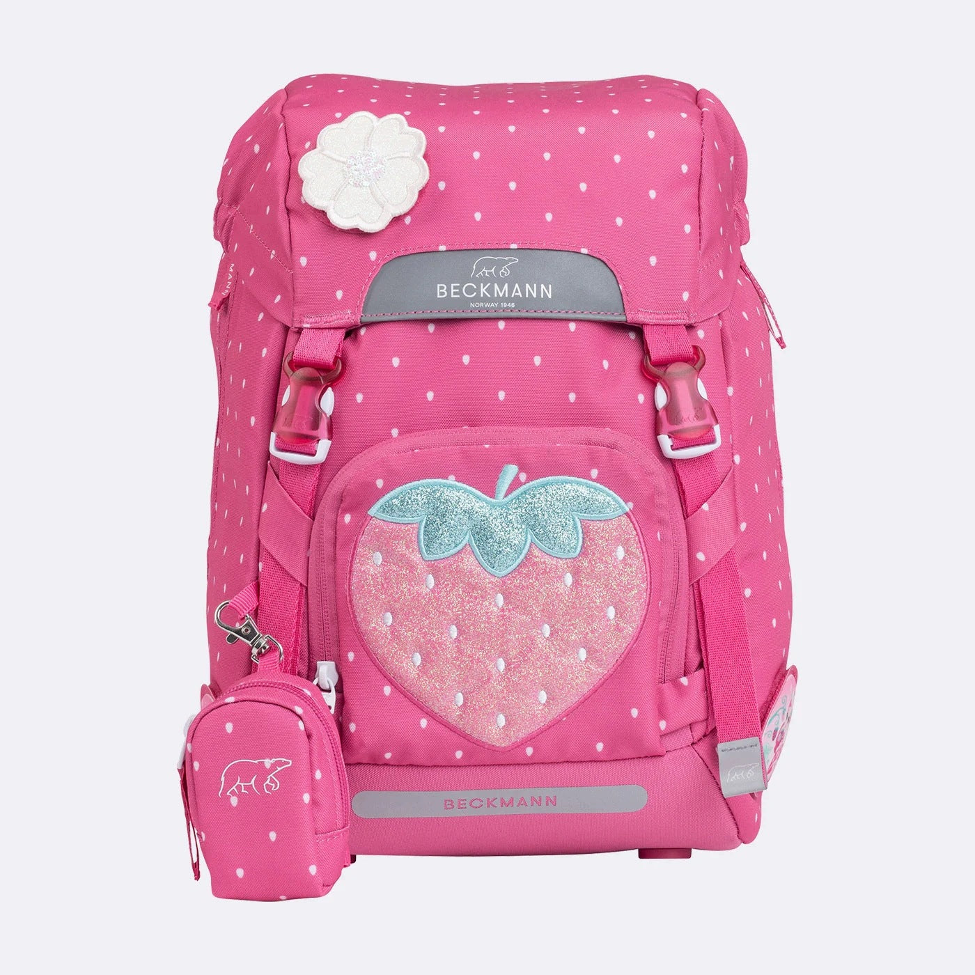 Backpack, ergonomic backpack, classic set of 6 elements, STRAWBERRY Color multicolor