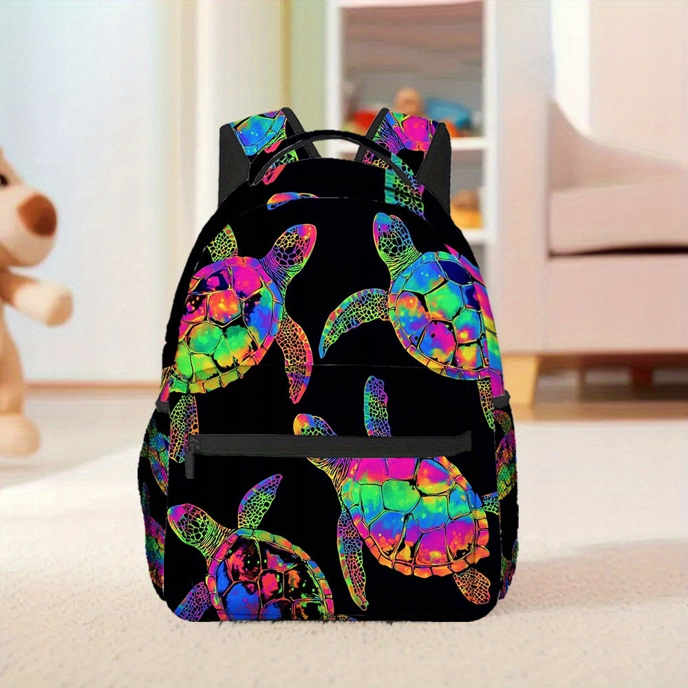 Backpack for Work, Study, Daily Use - Rainbow Turtles Design with Smart Storage