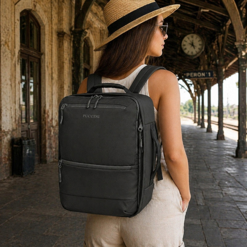 Backpack for airplane Puccini PM90361 black hand luggage Wizzair/ Ryanair Brand PUCCINI