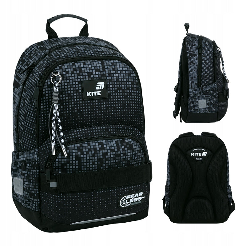 Backpack for boys to school class 1-6 black with reinforced bottom Kite