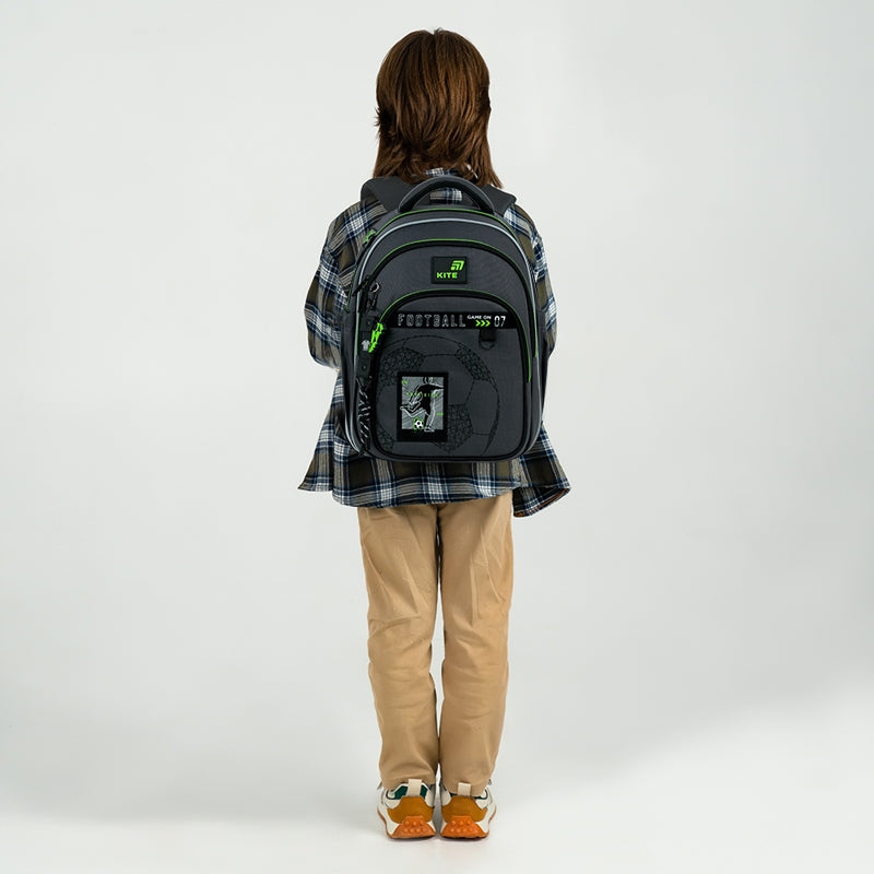Backpack for school for boys 1-3 orthopedic class football grey Kite Manufacturer code K26-763S-3