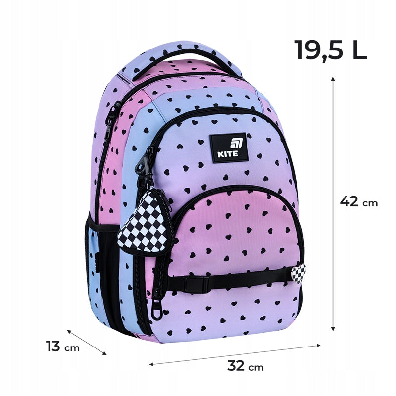 Backpack so school for girls 9-12 years pink with dots wallet Kite Manufacturer code K26-905M-2