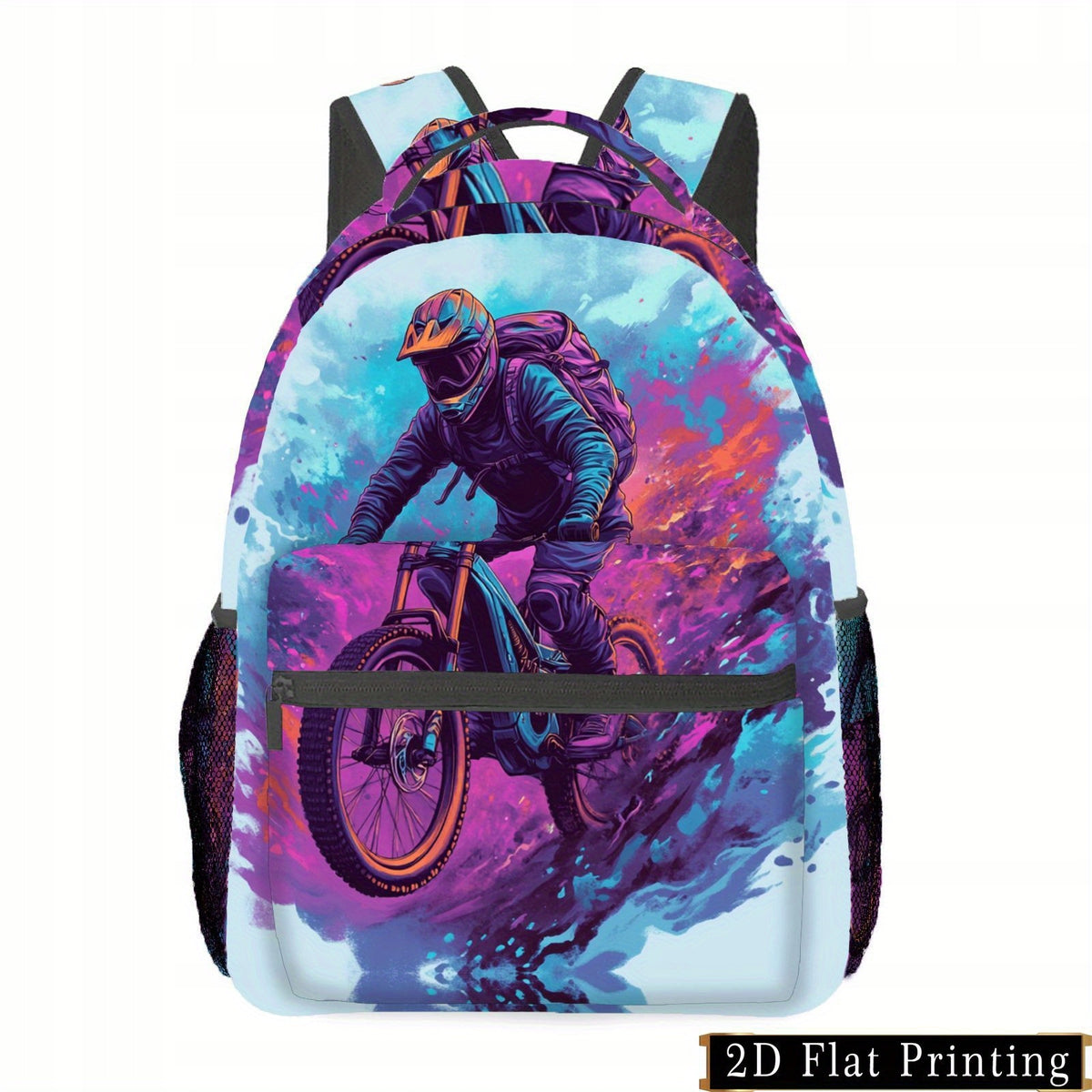 Backpack with Abstract Motorcycle Print, Large Capacity, Adjustable Straps