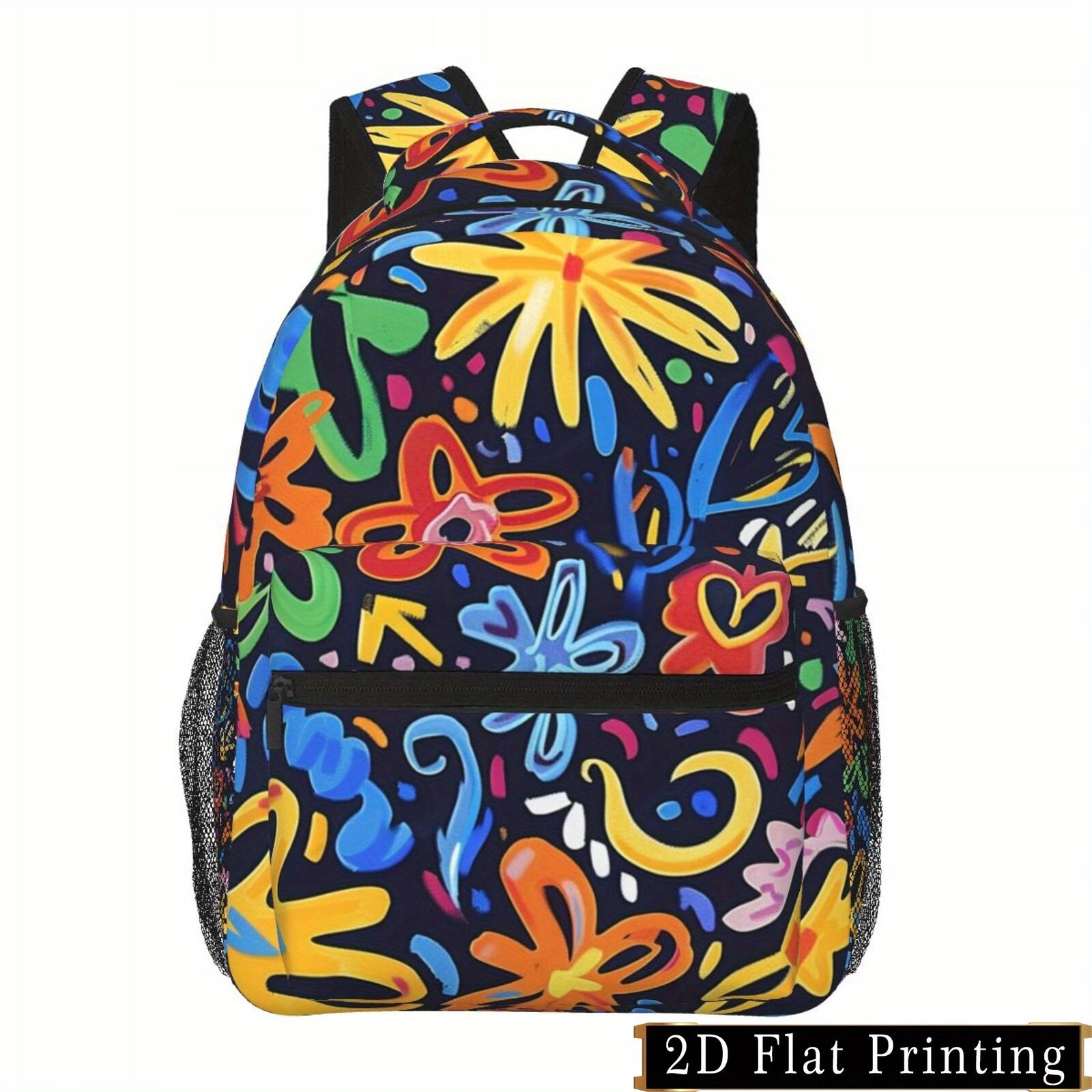 Backpack with Colorful Print, Shoulder & Waist Protection, Laptop Bag