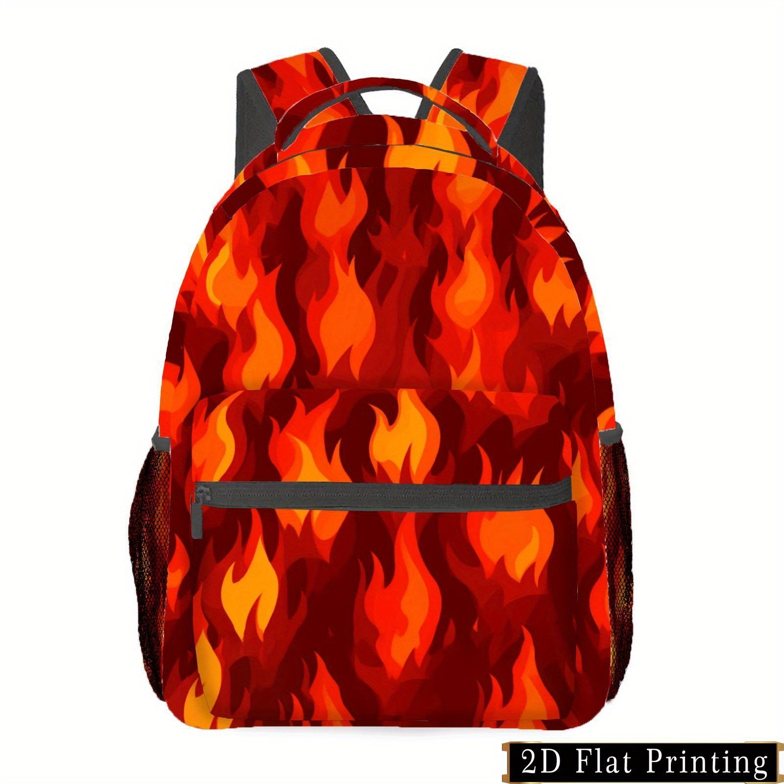 Backpack with Flame Pattern for Campus and Travel