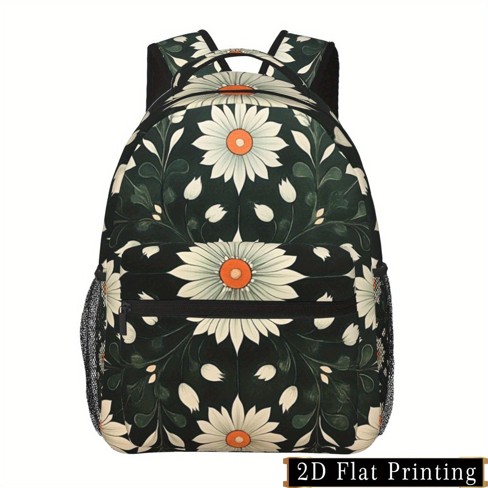 Backpack with Floral Art Print for Campus and Travel