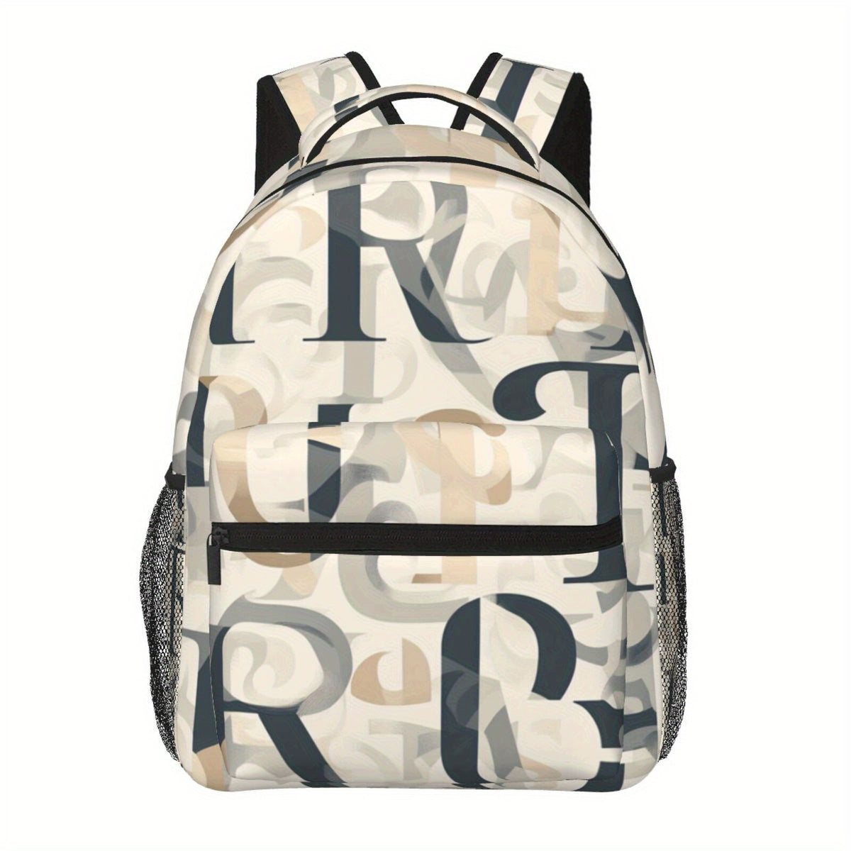 Backpack with Full-Color Alphabet Print, Lightweight, Tablet Compartment