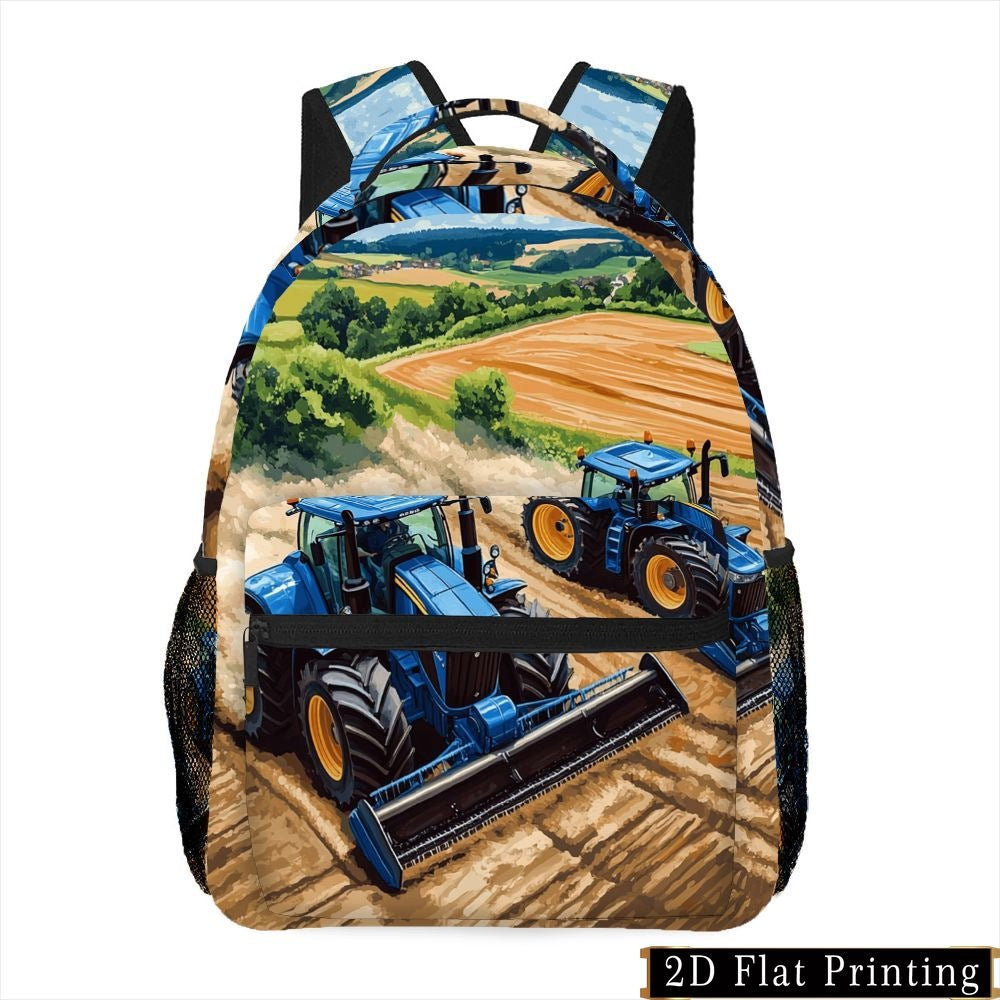 Backpack with Tractor Print and Shoulder Protection for iPad/Laptop - Student