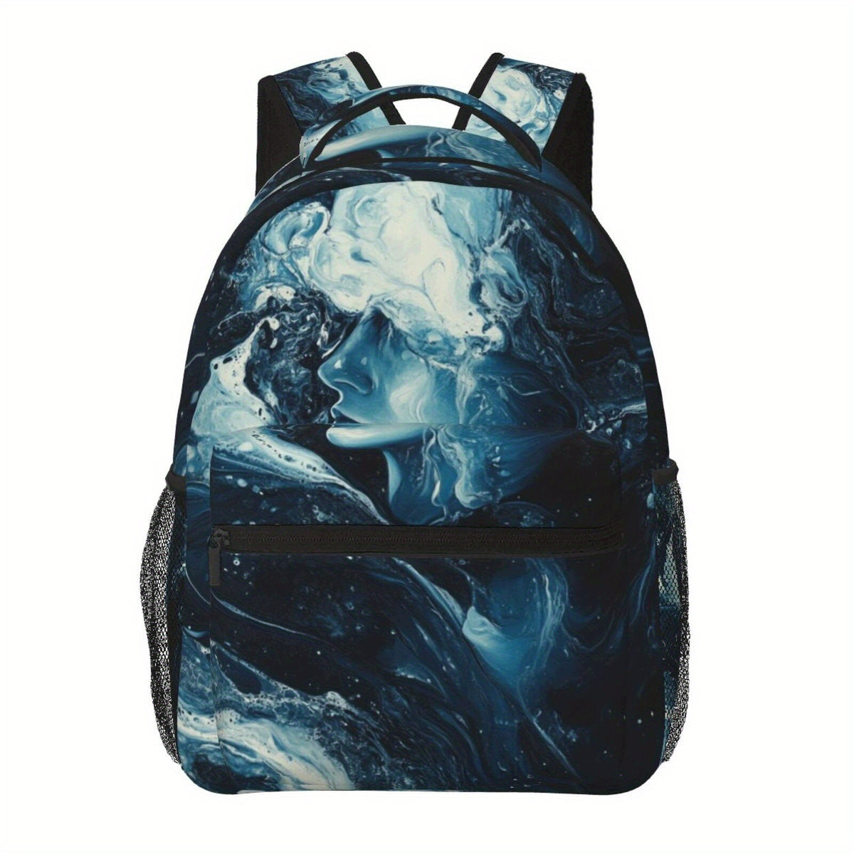 Backpack with Wave Face Print for School and Travel