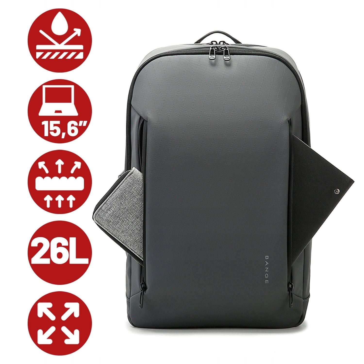 Backpack with space for a 15.6" laptop for work capacious functional urban Brand Bange