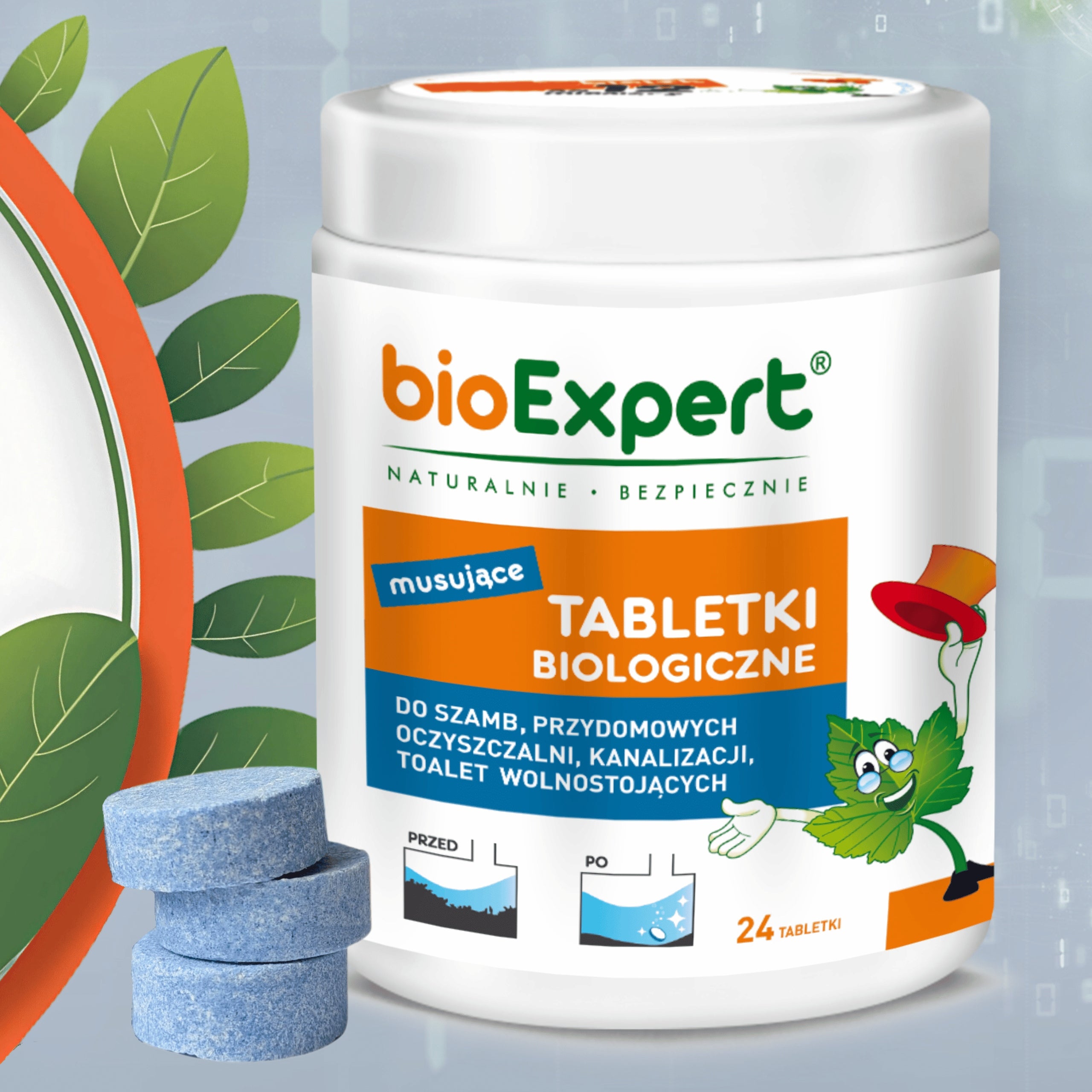 Bacteria for septic tank Biological tablets for 2 YEARS 24pcs + GEL| bioExpert Packaging status original