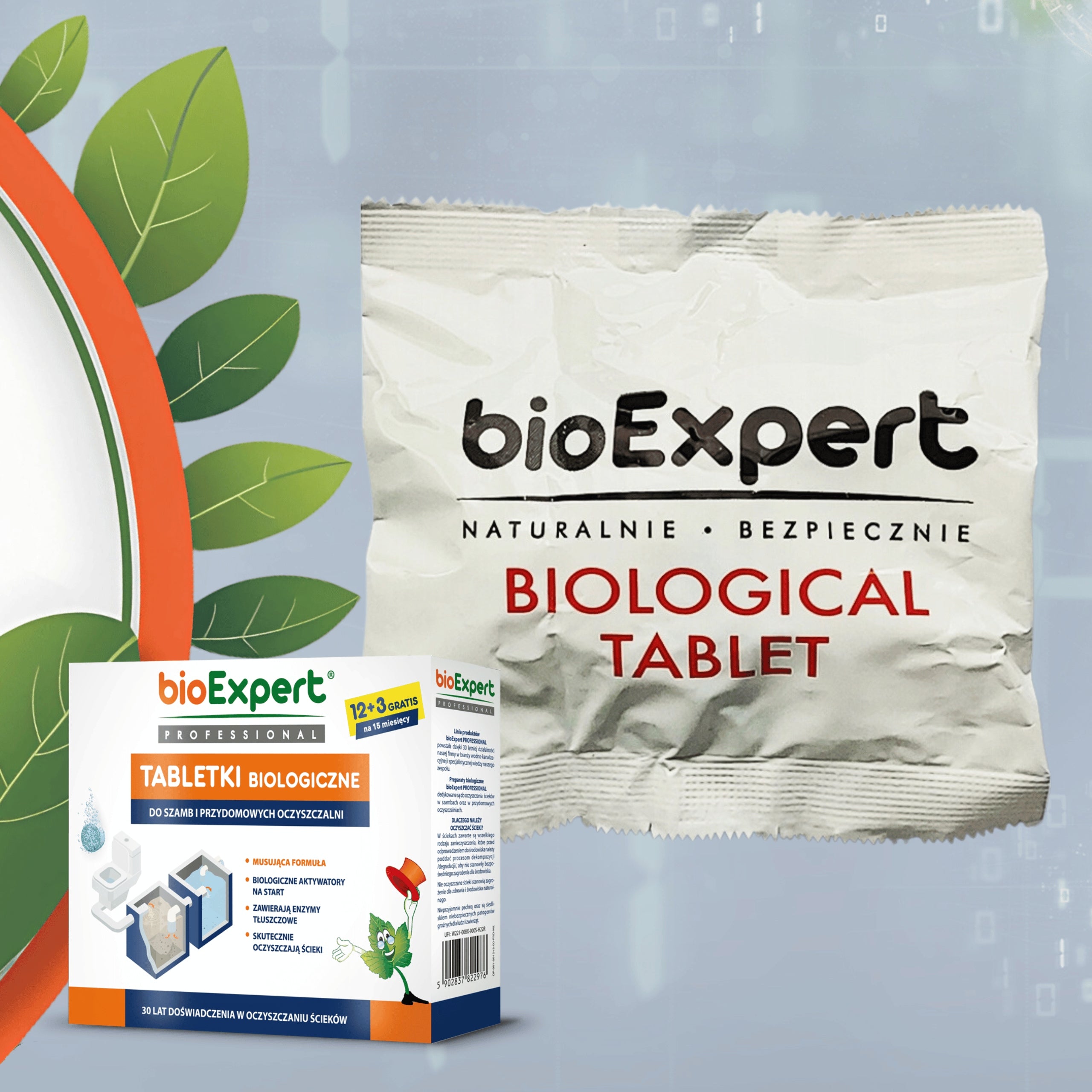 Bacteria for septic tanks and BIO treatment plants Tablets for YEAR+3 months bioExpert Properties eliminating odors unblocking drainage