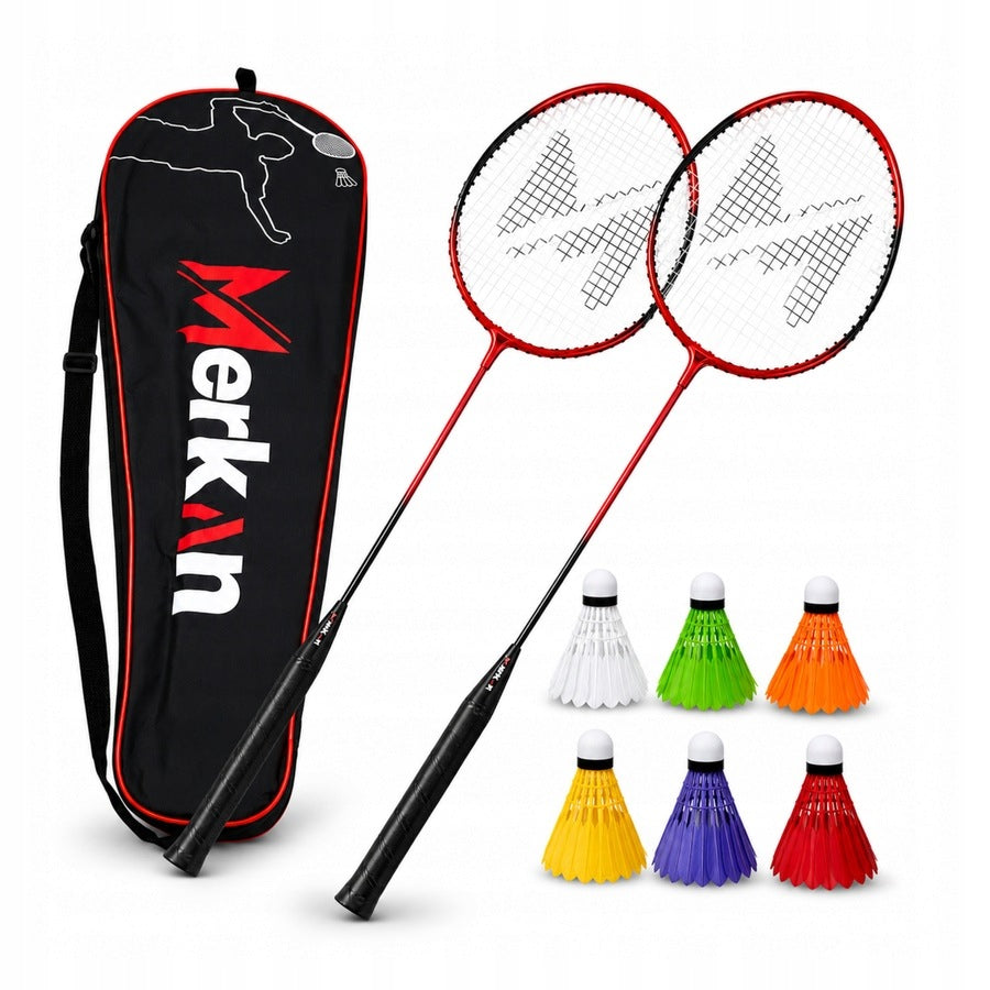 Badminton Racket Set in Cover + 6 Feather Darts MERKAN Packaging status original