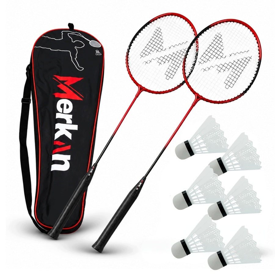 Badminton Racket Set in Cover + 6 Nylon Darts MERKAN Packaging status original