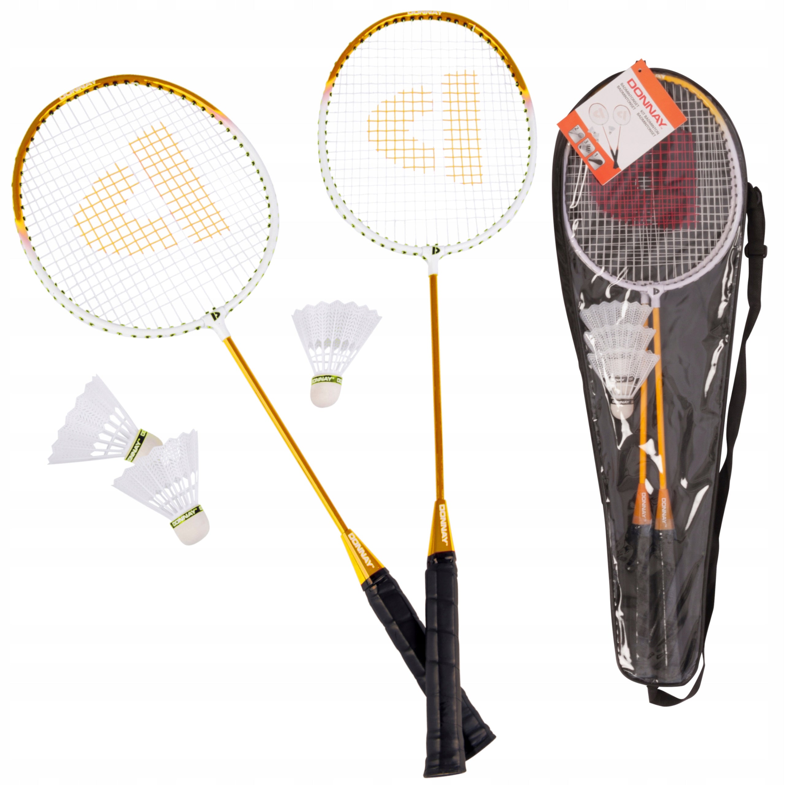 Badminton racket set 2x rackets 3x darts + cover DONNAY 6in1