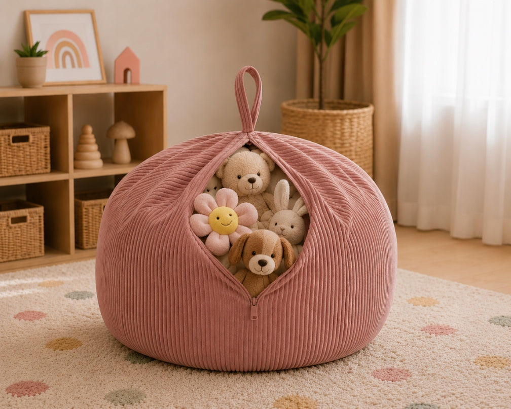 Bag Pouch Toy Bag Plush Toys Pouf Children's 80x80x50cm Pink Packaging status original
