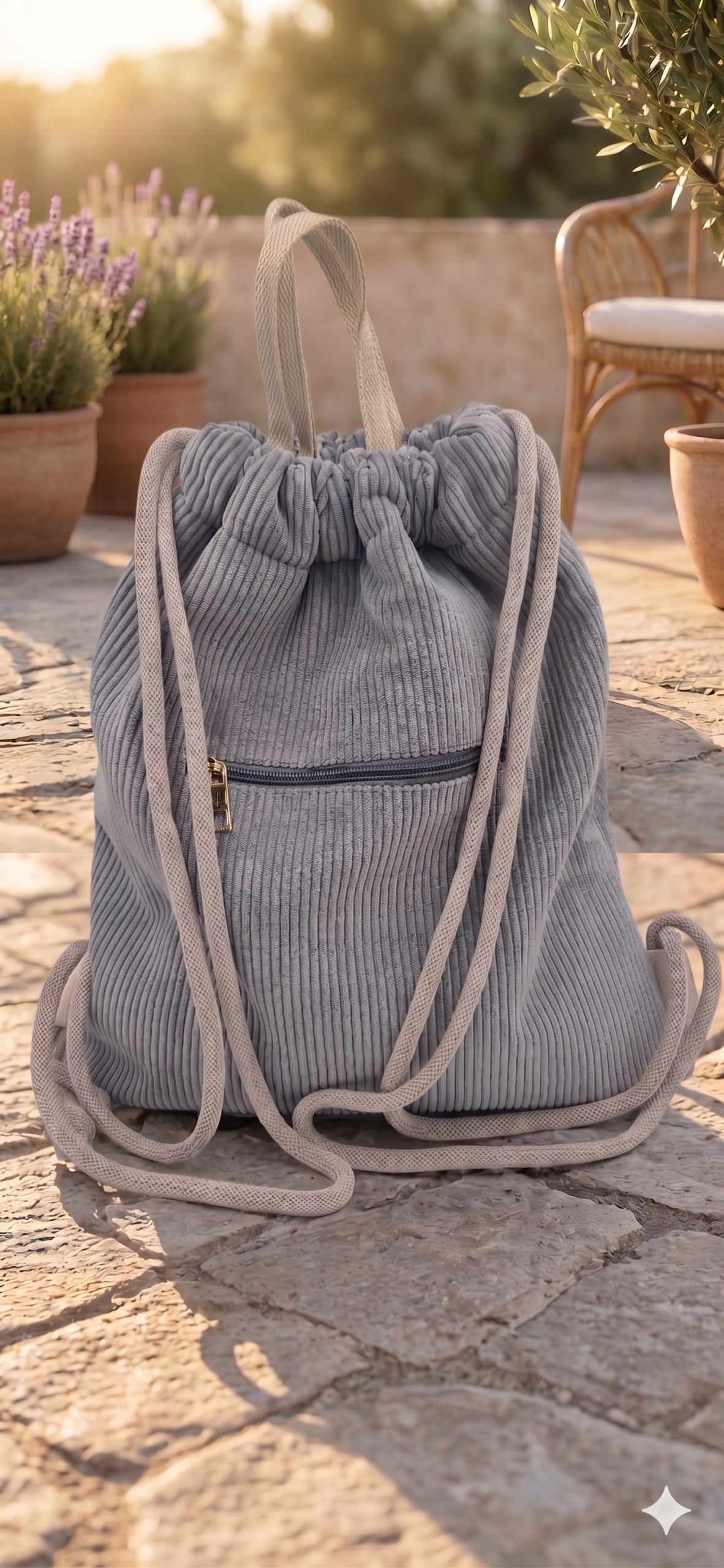 Bag backpack grey corduroy polish product Brand no brand