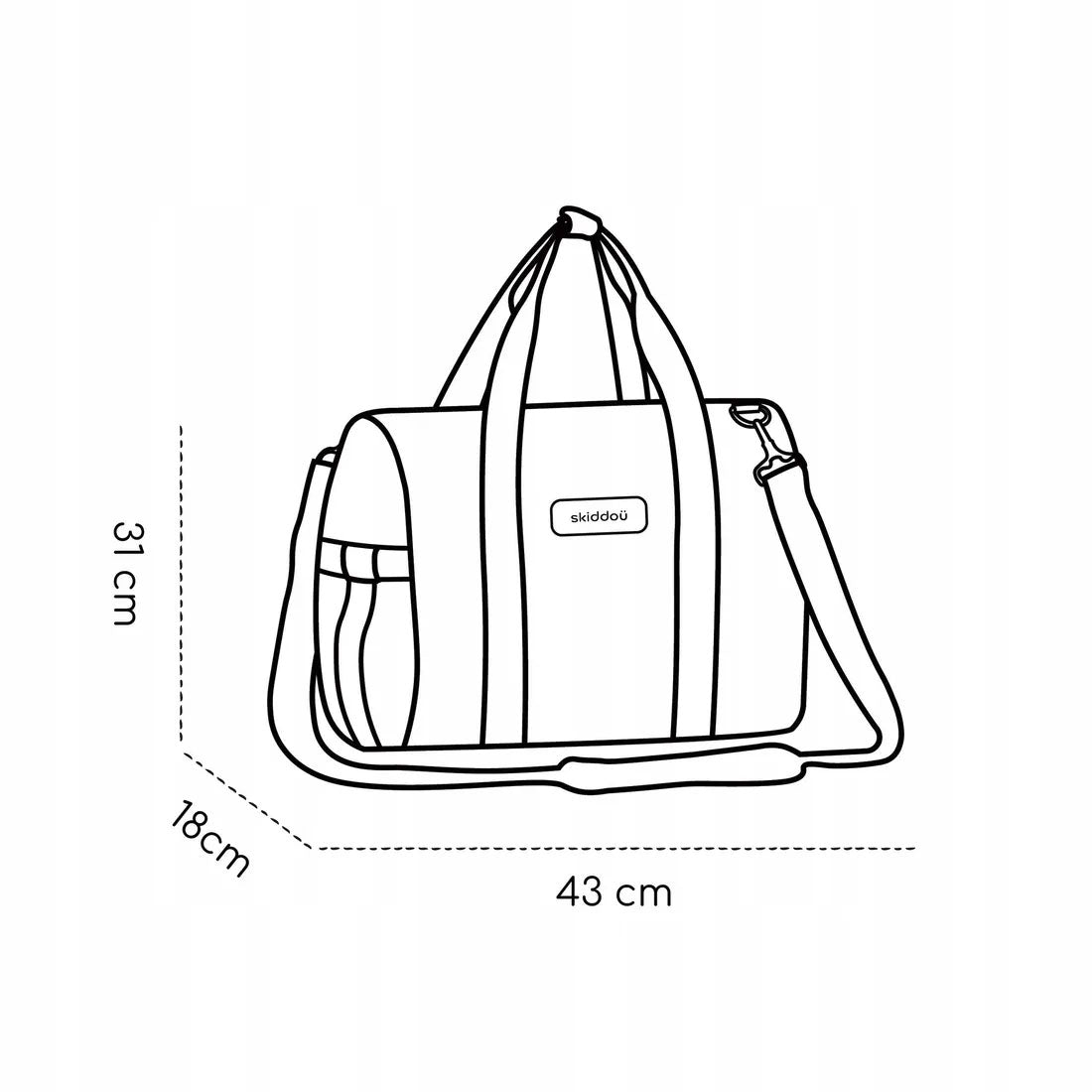 Bag for parents - skiddou Inger onyx leather Height 50 cm