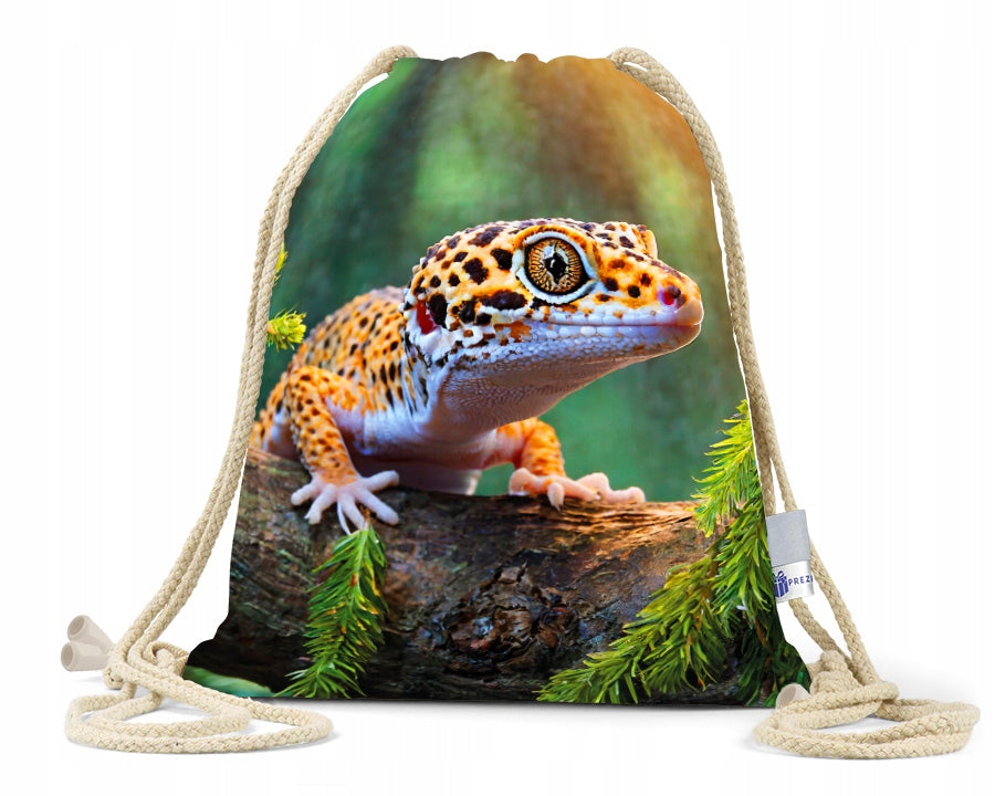 Bag with Gecko / Workoplecak / Cotton cord / Reflector / Gecko