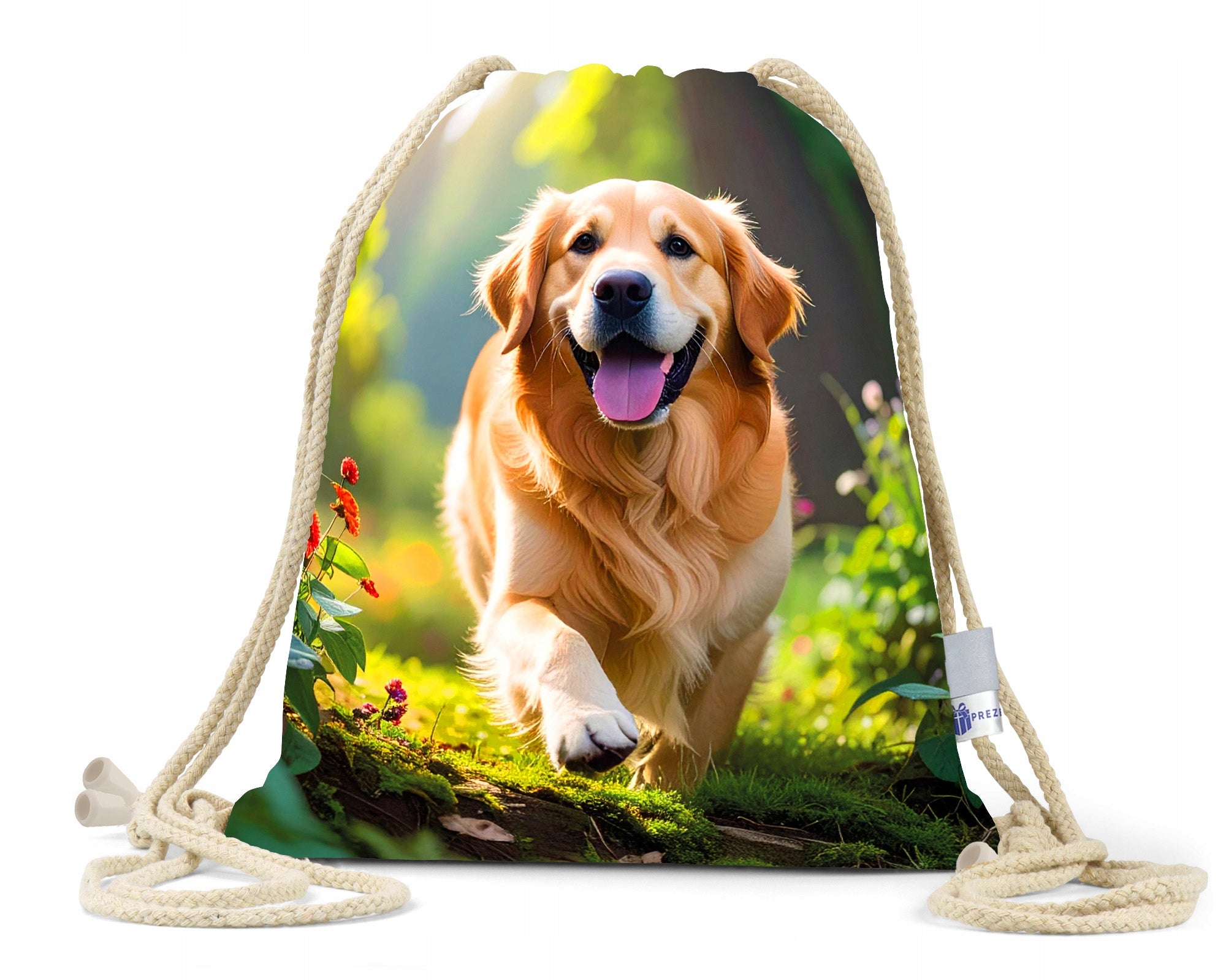 Bag with Golden retriever / Workoplecak / Cotton cord / Retriever