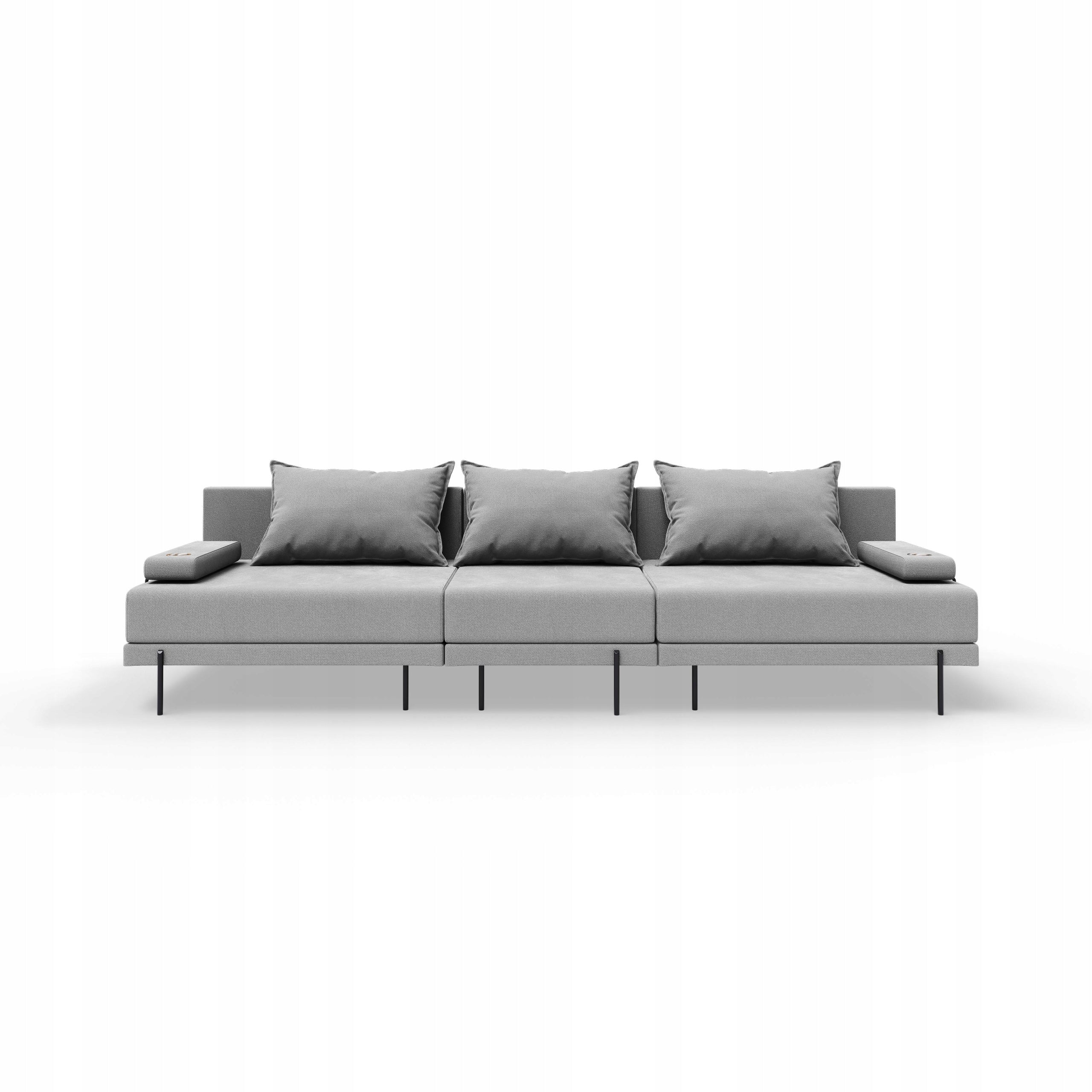 Bahama 3-seater Modular Garden Sofa with Armrests Grey Main material other