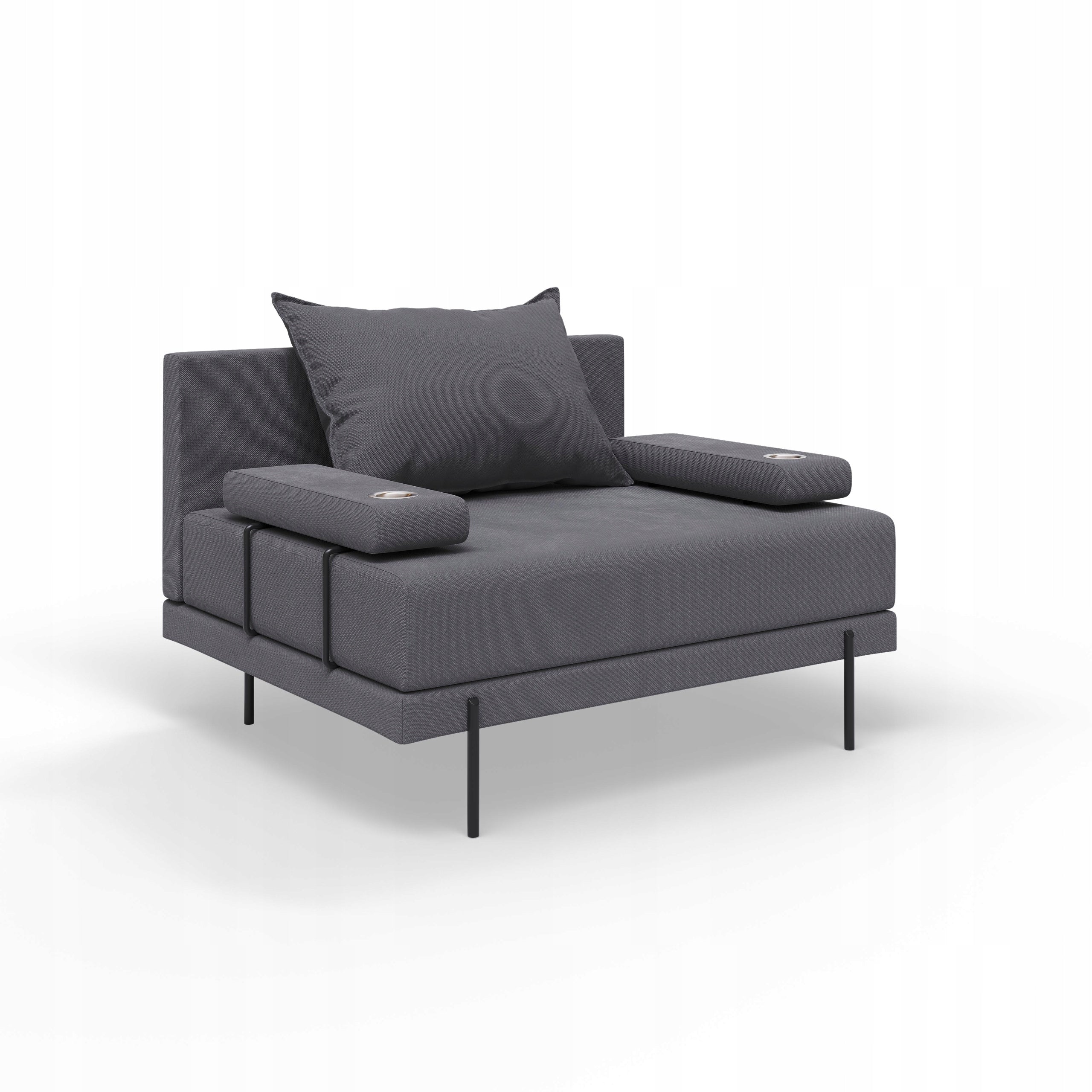 Bahama Garden Chair with Armrests Dark Grey Waterproof Fabric
