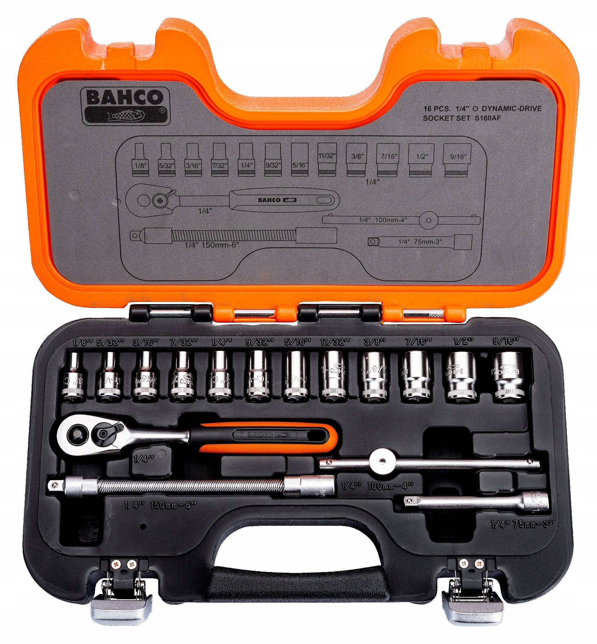 Bahco socket wrenches 1/8''-9/16'' /S160AF/