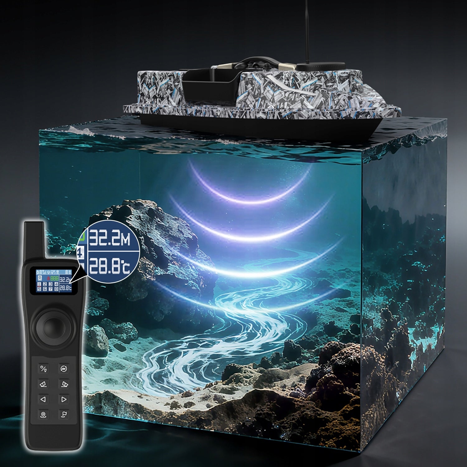 Bait Boat D19E with 4 containers 600 meters range 12,000mAh GPS power Model Bait Boat D19E