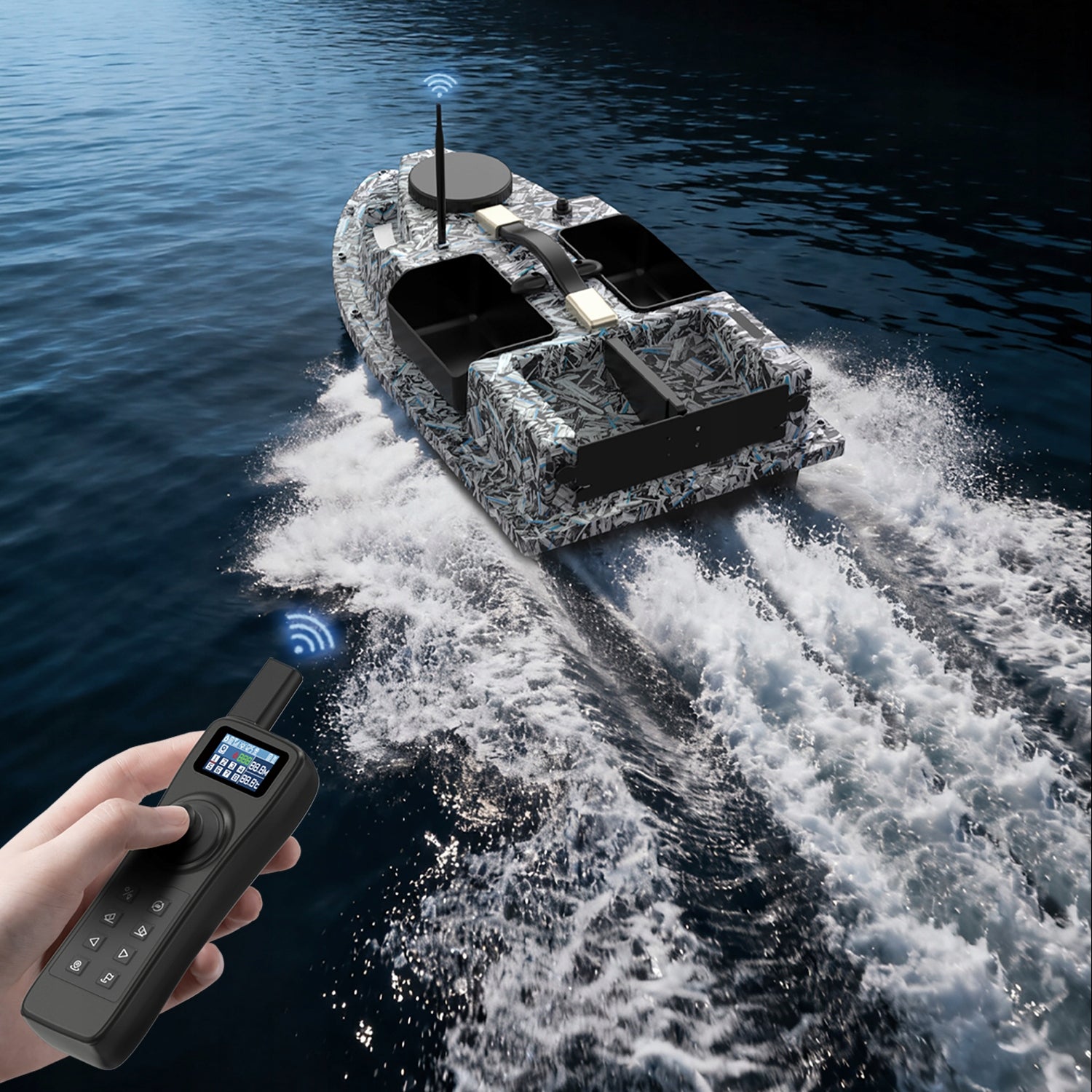 Bait Boat D19E with 4 containers 600 meters range 12,000mAh GPS power Weight 1750 g