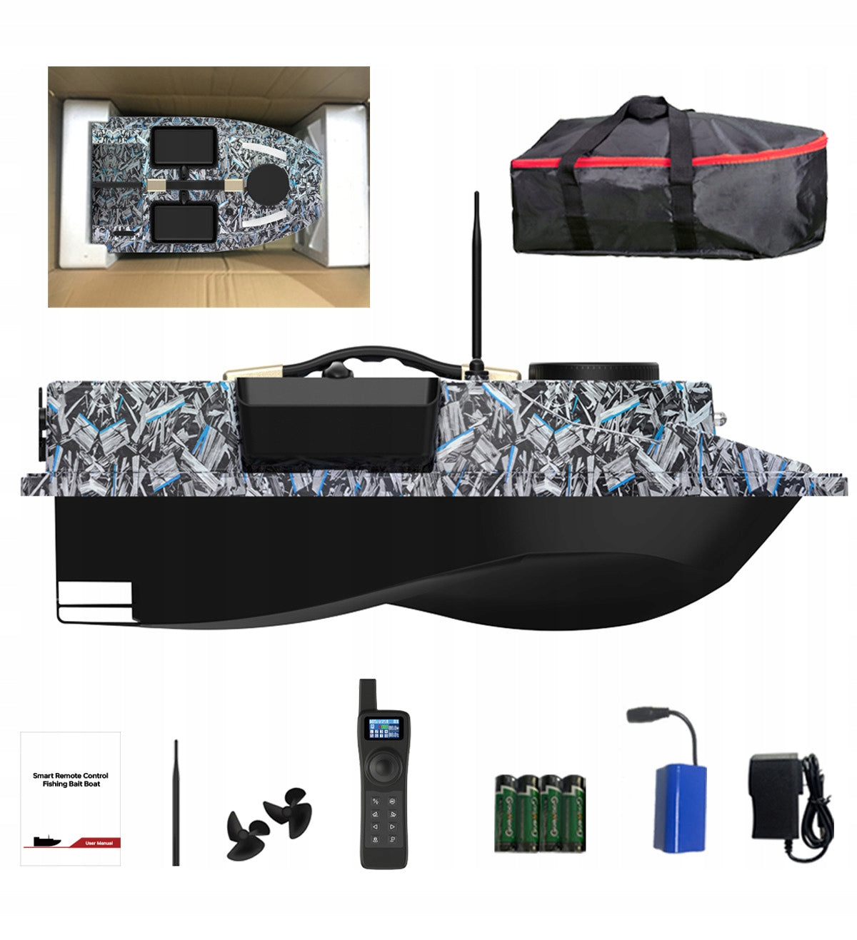 Bait Boat D19E with 4 containers 600 meters range 12,000mAh GPS power
