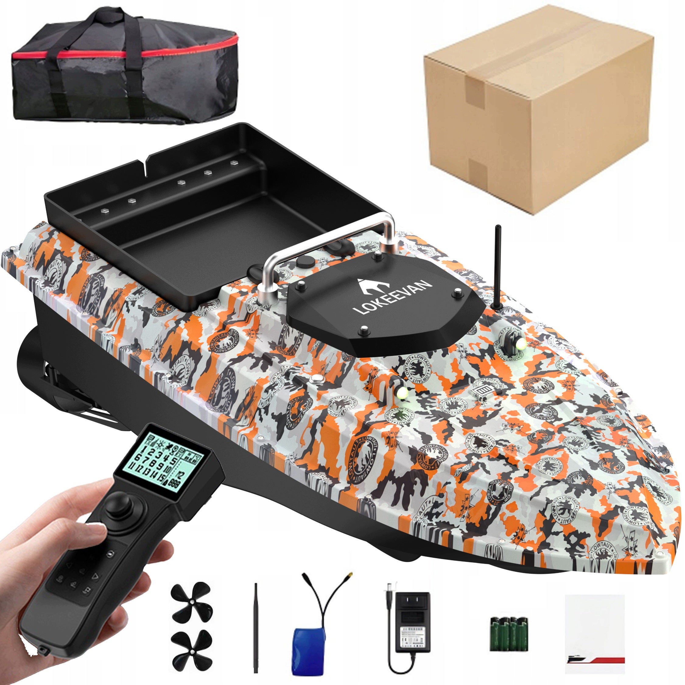 Bait Boat D80E Intelligent Remote-controlled Fishing LOKEEVAN dual 12V 2.4G