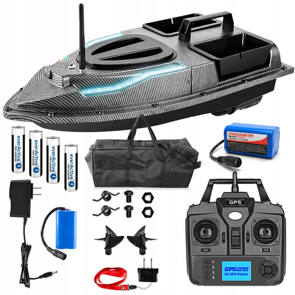 Bait Boat Flytec V900 GPS 2 Rechargeable Batteries 500m Self-Return Bag FREEBIE