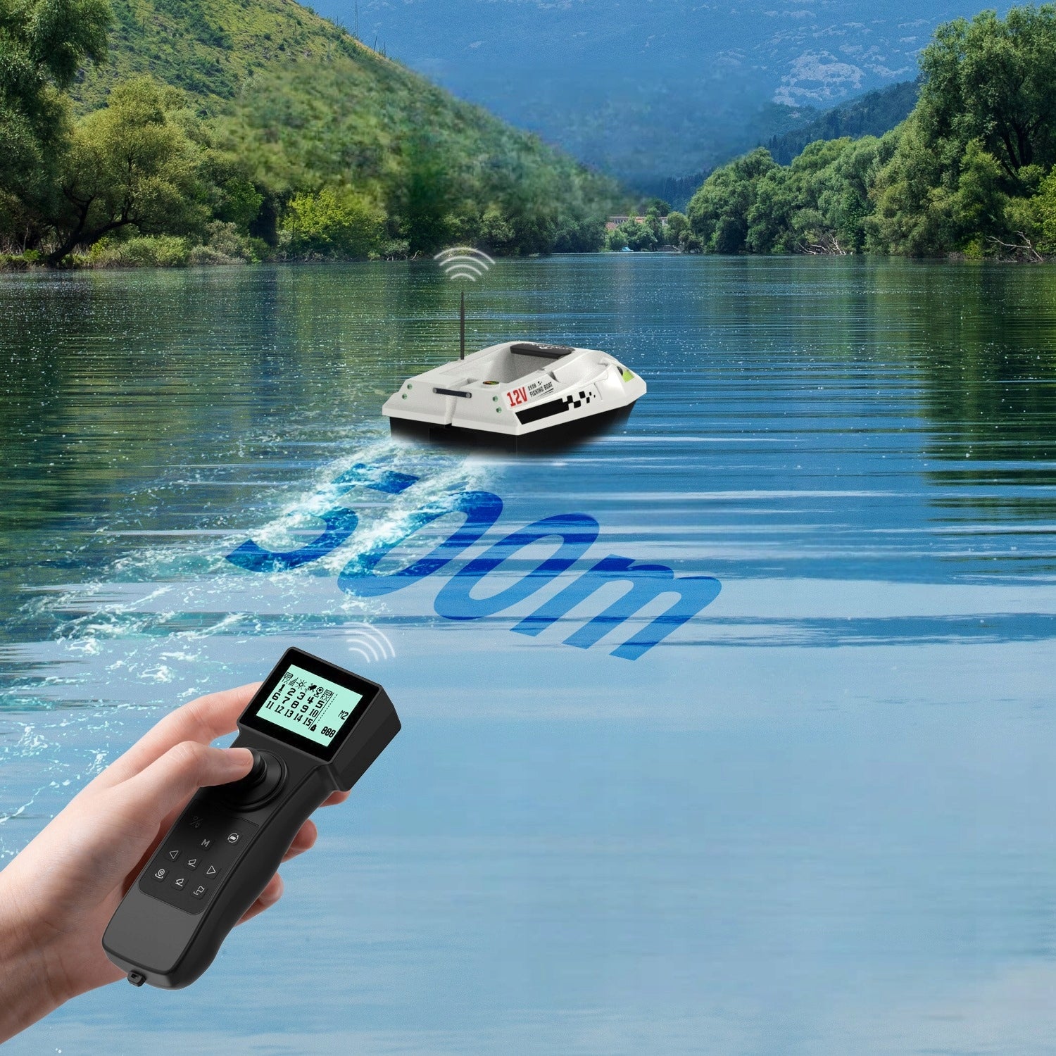 Bait Boat LOKEEVAN D50B GPS Remote Control 12V 2m/s 2x 15600mAh 2kg Load Lighting front/rear