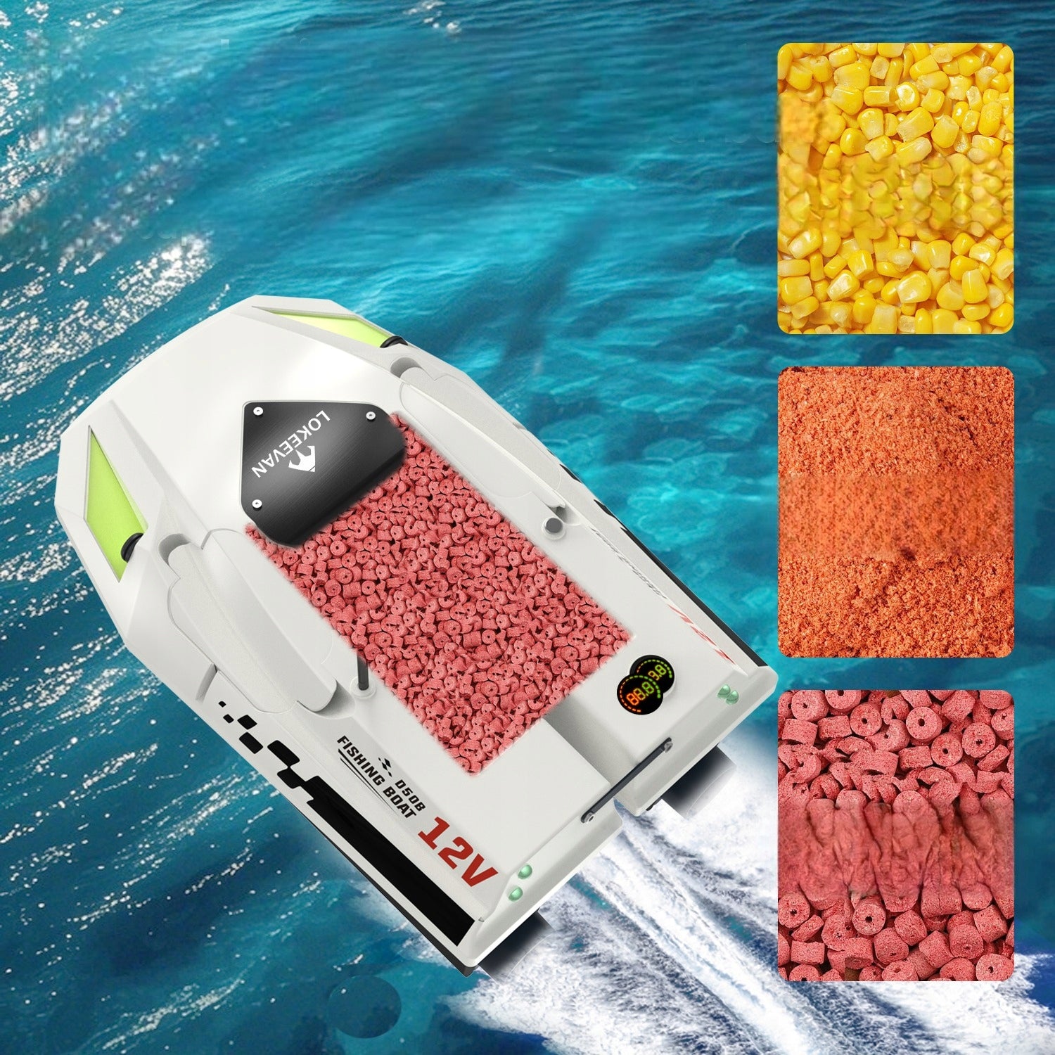 Bait Boat LOKEEVAN D50B GPS Remote Control 12V 2m/s 2x 15600mAh 2kg Load Manufacturer code EU-DWC-D50B-DW-WH-15600
