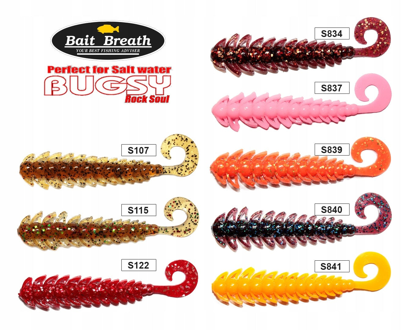 Bait Breath BUGSY Perfect Rock Soul 3.5" #Ur24 Pumpkin/Green Seed (10 pcs) Packaging status original