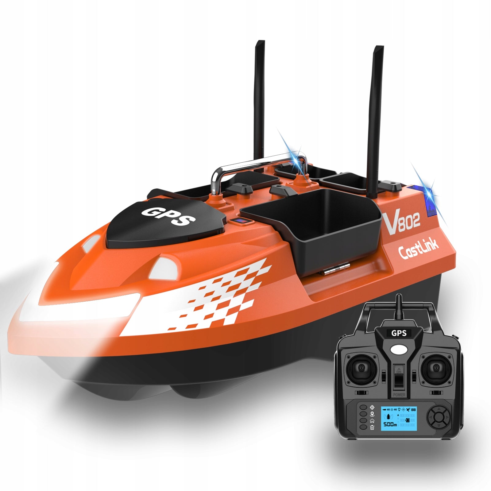 Bait boat Lokeevan V802 Pro GPS 4 tanks 160 points 500m black +HandBag Manufacturer code Lokeevan ORANGE V802PRO